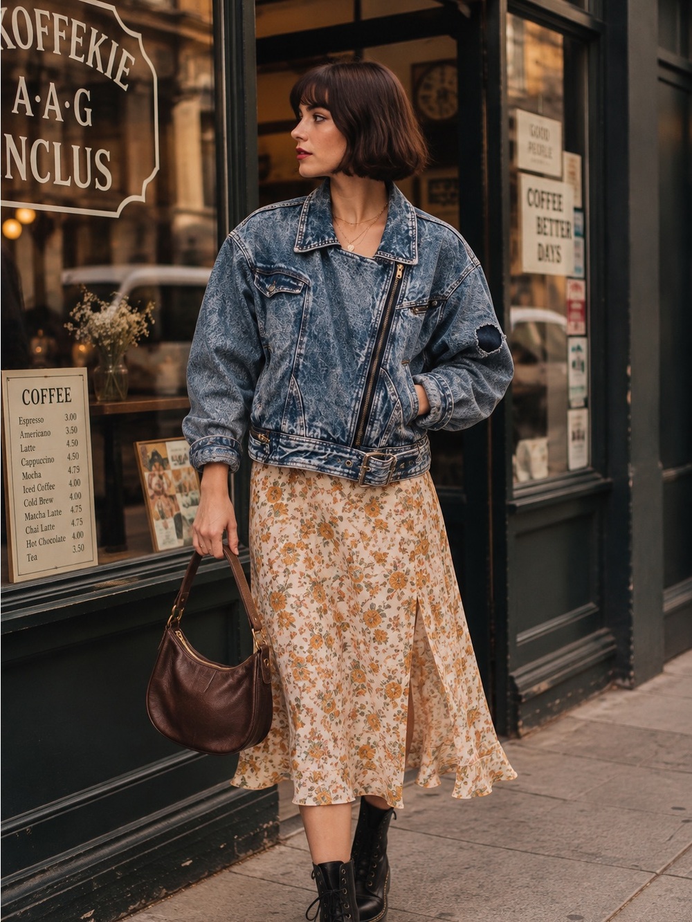 Vintage Prima Donna Acid Wash Denim Moto Jacket Oversized Biker 80s 90s
